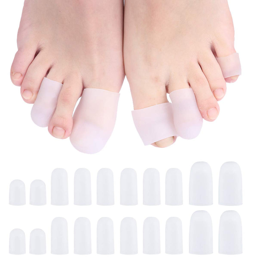 [Australia] - Kissral 20Pcs Gel Toe Cap Protector, Toe Caps Toe Protector Cover Caps Gel Toe Sleeves to Provides Relief from Missing or Ingrown Toenails, Corns, Blisters 