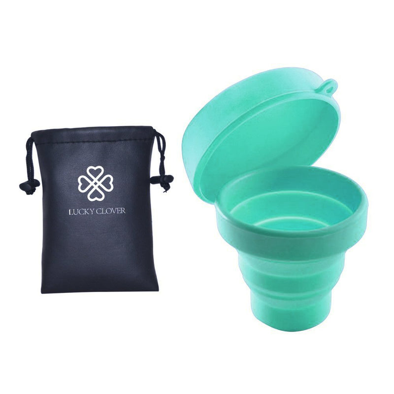 [Australia] - Collapsible Silicone Cup Foldable Sterilizing Cup for Menstrual Cups and Storing Your Diva Cup - Foldable for Travel from LUCKY CLOVER (Sky Blue) Sky Blue 