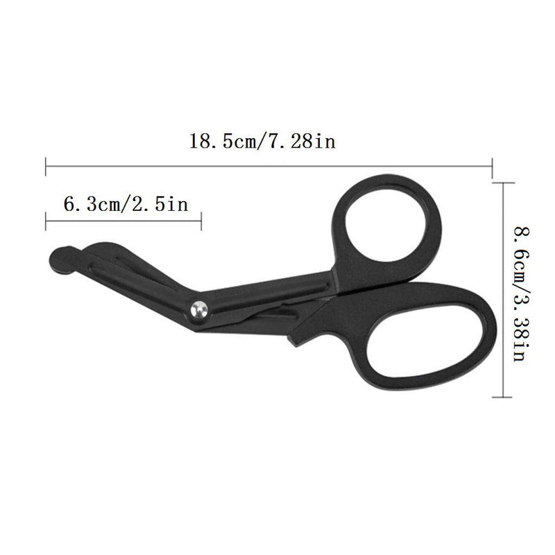 [Australia] - Bandage Shears 7 1/4", Medical Stainless Steel Titanium Bonded Scissors, EMT Trauma Scissors for Emergency Use, Tactical Stealth Black 