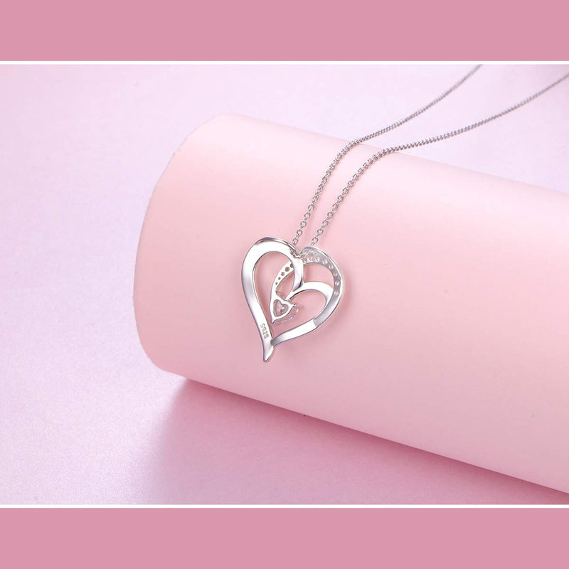 [Australia] - YinShan S925 Sterling Silver Necklace for Women Girls Jewelry Engraved Always in My Heart Pendant Necklaces Girlfriend, Mother Birthday 