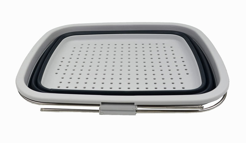[Australia] - SAMMART 8L Expandable & Collapsible Dish Drainer - Foldable Drying Rack - Portable Dinnerware Organizer - Space Saving (Grey/Slate Grey, 1) Grey/Slate Grey 