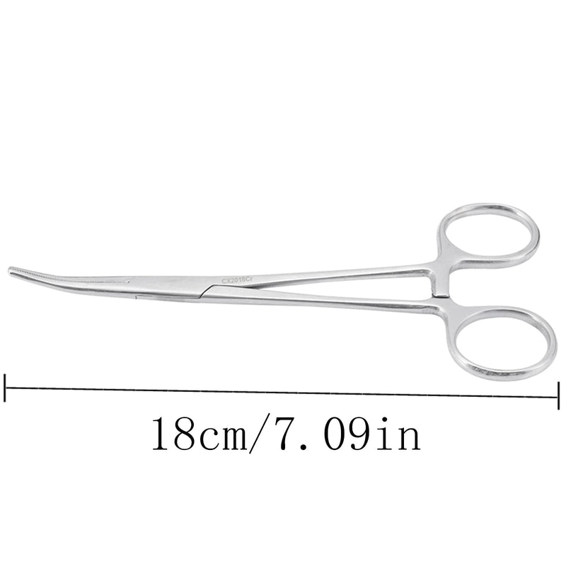 [Australia] - WUWYOUWL Hemostat Forceps, Stainless Steel Dog Cat Pet Scissors Ear Hair Clamp Fishing Scissors Tools (18cm Bent) 18cm Bent 