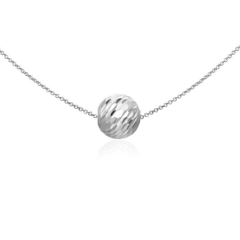 [Australia] - Sea of Ice Sterling Silver Diamond-Cut 10mm Sliding Bead Ball Necklace Pendant Chain Minimalist Jewelry Mothers Day 