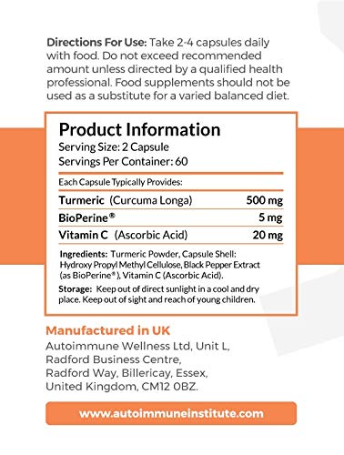 [Australia] - Advanced Turmeric. High Strength Turmeric Capsules Supplement with Black Pepper Extract (Bioperine) for 20 Times Improved Absorption. Made in UK. High Levels Curcumin. 120 Veg Capsules. 