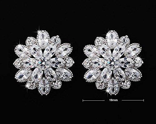 [Australia] - Mu & Nin Dazzling Rhodium Plated 925 Sterling Silver Round Cut Flawless Snowflake stud earrings expertly made with Starlight 5A Cubic Zirconia crystal for women Pierced Stud Earrings,Allergen-free 