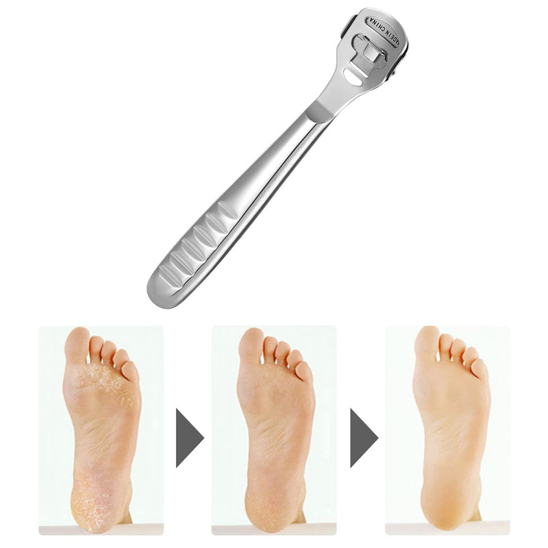 [Australia] - Rainmae Foot Scraper,Foot Files,Stainless Steel Foot Care Pedicure Callus Kit for Dead Hard Skin Remover Wood Foot Hand Caring with Brush (Silver) Silver 