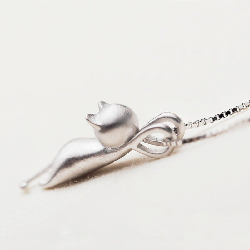 [Australia] - Julie's Jewelry 925 sterling silver cute cat earring, rings, Pendant Collarbone Necklace & silver cat bracelet (necklace) 