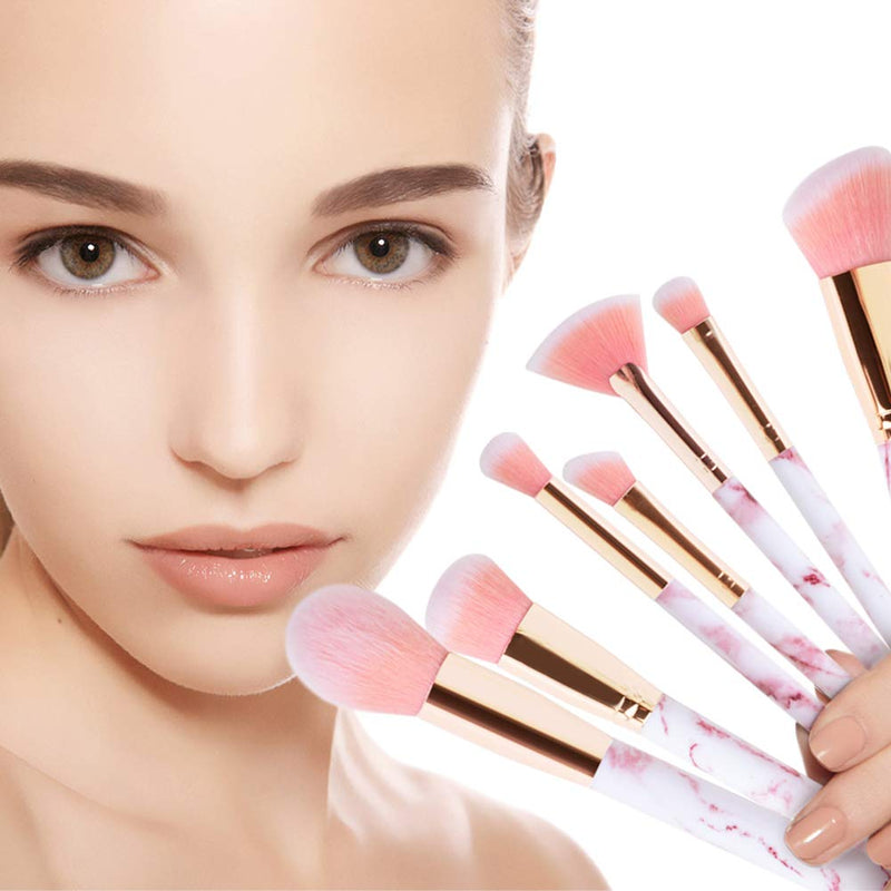 [Australia] - Makeup Brushes Gee-rgeous Professional 12Pcs Pink Marble Makeup Brush Set with Foundation Concealer Blush Eyeshadow Make Up Brushes Beauty Blender and Make Up Bag 