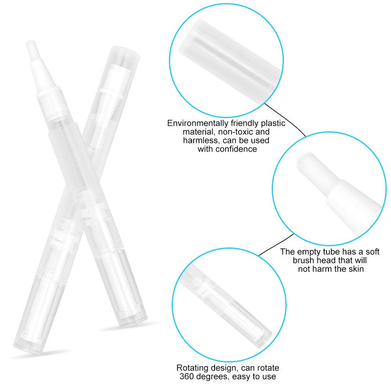 [Australia] - TANCUDER 10 PCS Empty Cuticle Oil Pen 3 ML Transparent Twist Pen Refillable Nail Polish Bottle Eyelash Growth Liquid Tube Cosmetic Container with Brush Tip for Lip Gloss Teeth Whitening Liquid Perfume 