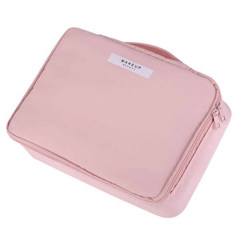 [Australia] - Cosmetic Bag, Yeiotsy Pastel Shade Travel Makeup Bags 2 in 1 Toiletry Kit Organizer with Brush Holders (Pink) Pink 