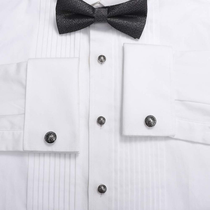 [Australia] - HAWSON Cufflinks and Tuxedo Shirt Studs Set for Men, Black Imitation Pearl Cufflinks for Men and Women Silver with Black 