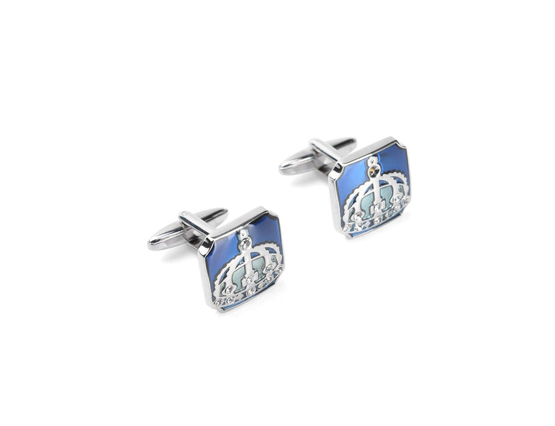 [Australia] - welbijoux Mens Cufflinks Unique Square Royal Crown Cufflinks Crystal Luxury French Shirts Silver Cufflinks for Men 