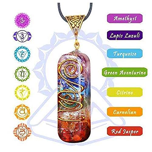 [Australia] - DEEPOW ANLACOCN Healing 7 Chakra Necklace with Rainbow Crystals Orgone Energy Generator for Balancing 7 Chakras, Meditation Yoga Spiritual Jewelry 