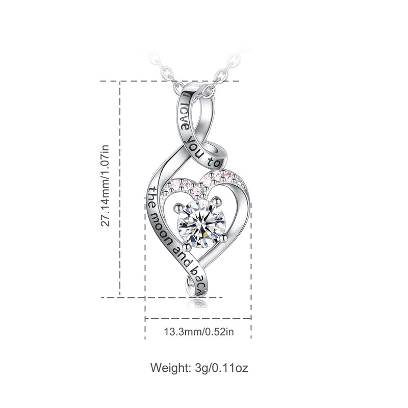 [Australia] - CELESTIA Sterling Silver I Love You to The Moon and Back Necklace for Women, Infinity Heart Neckless CZ Birthday Gift for Mother, Daughter, Sister, Wife, 18 inch Chain Forever Love-1 