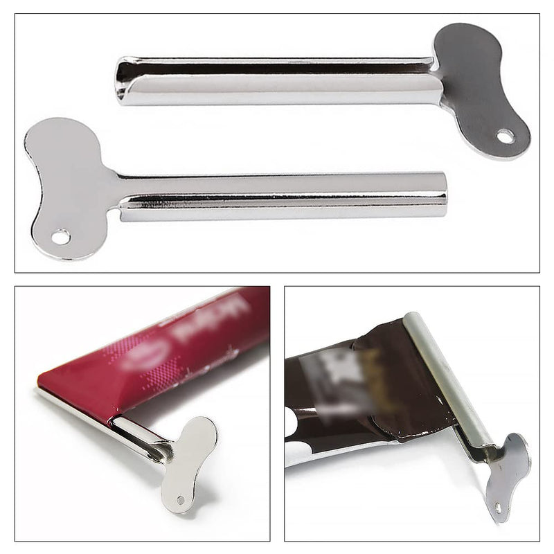 [Australia] - 4 Pcs Metal Tube Toothpaste Squeezer Key Stainless Steel Toothpaste Tube Silver Key Dispenser Tube Squeezer Roller for Toothpaste Cosmetic Oil Cream Paint Squeezer 