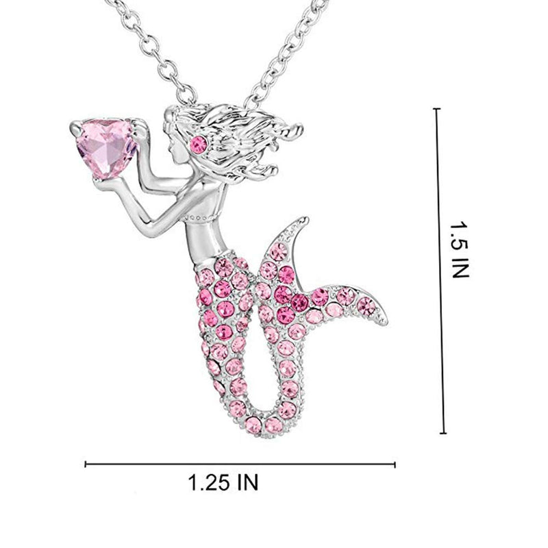 [Australia] - Little Mermaid Pendant Necklace for Women Teen Girls, Fairytale Mermaid Girls Jewelry Gifts a. Pink(daughter loved) 