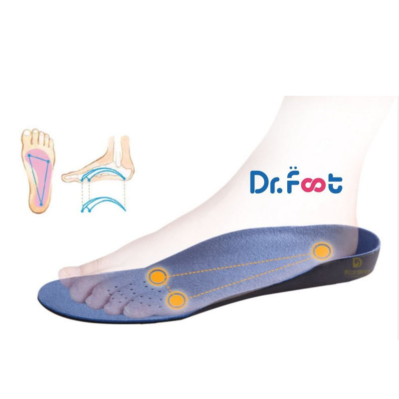 [Australia] - Dr.Foot Full Orthotics Shoe Insoles - Arch Support Inserts Correct Flat Feet, Over-Pronation, Fallen Arch (S - W6.5-8 | M5.5-7) S - Women's 6.5-8 | Men's 5.5-7 Blue&black 