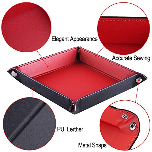 [Australia] - Avecell Valet Tray Desktop Storage Organizer, PU Leather Watch Box Wallet Coin Change Key Catchall Tray (Red) 