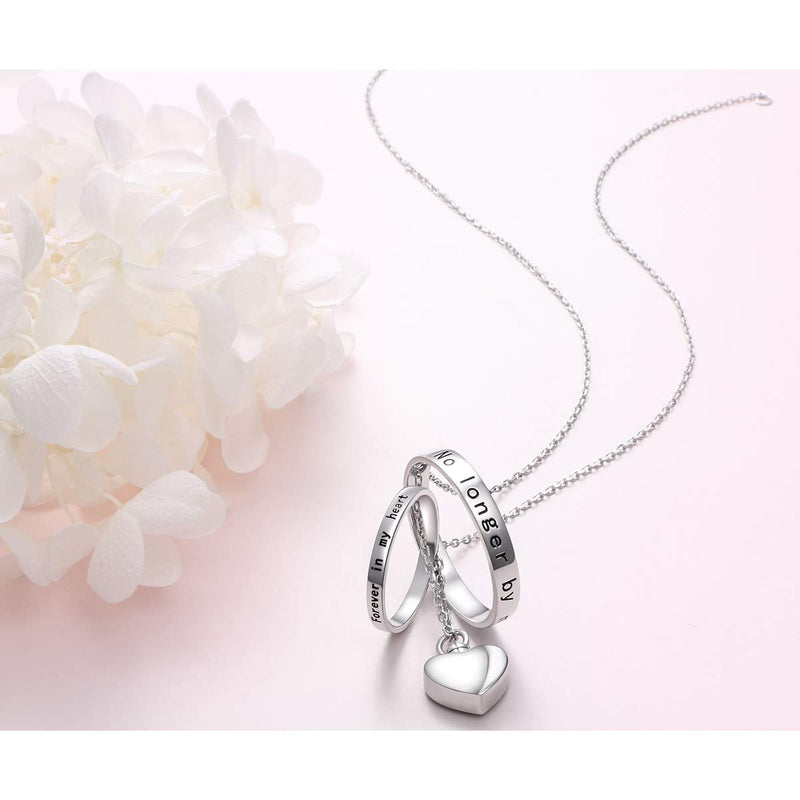 [Australia] - Cremation Jewelry Sterling Silver Engraved Urn Necklace for Ashes Keepsake Pendant Necklace no longer by my side forever in my heart 20" 