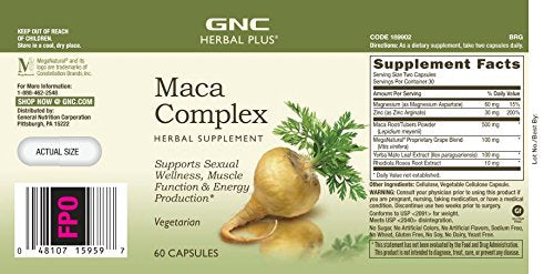 [Australia] - GNC Herbal Plus Maca Complex, 60 Capsules, Supports Sexual Wellness 