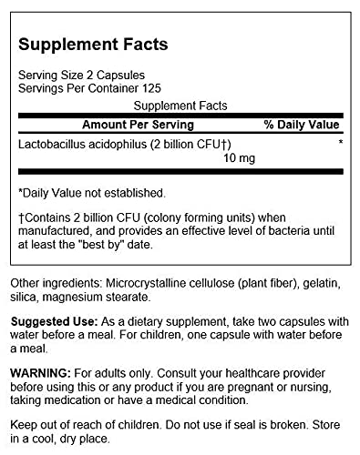[Australia] - Swanson Lactobacillus Acidophilus - Probiotic Supplement Supporting Digestive Health with 1 Billion CFU Per Capsule - Promotes Bowel and GI Tract Health - (250 Capsules) 250 Count (Pack of 1) 