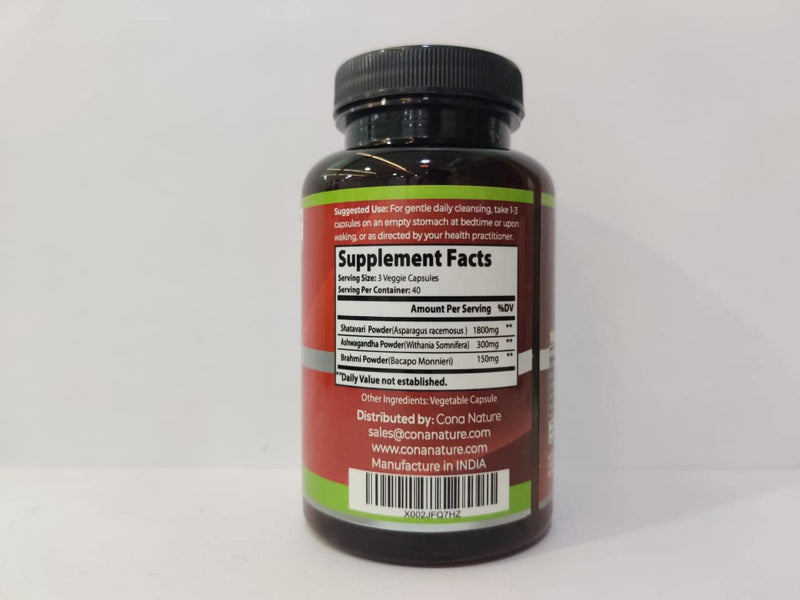 [Australia] - Organic Shatavari Powder Capsules 2250mg & Ashwagandha, Bacopa 