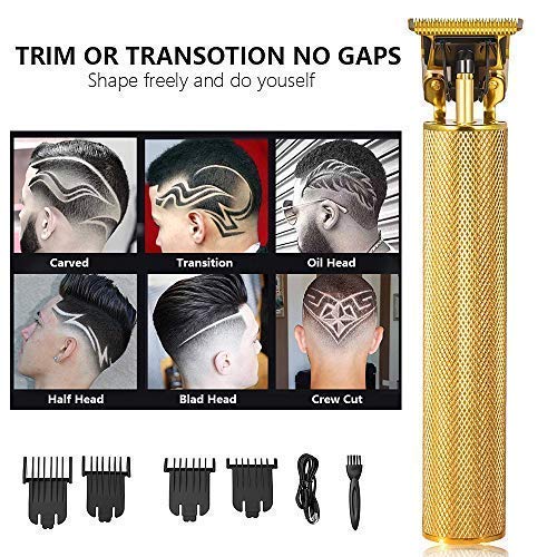 [Australia] - Hair Clippers for Men, Electric Pro Li Grooming Rechargeable Cordless Close Cutting T-Blade Trimmer for Men 1.5/3/6/9 mm Baldheaded Hair Clippers Zero Gapped Detail Beard Shaver (Gold) Gold 