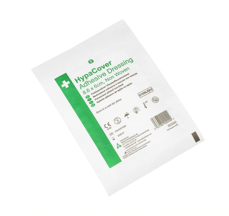[Australia] - Safety First Aid Group HypaCover Adhesive Wound Dressing - Medium, 8.6 x 6 cm (Pack of 25) Sterile Hypoallergenic Medium (8.6 x 6 cm) Adhesive Dressings Single 