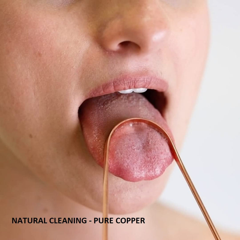[Australia] - 4 Pack Copper Tongue Cleaner Scraper Fights Bad Breath Treatment for Adults Kids Oral Care Hygiene, Thick Safe Blunt Edges Flexible handle and Comfortable Grip 