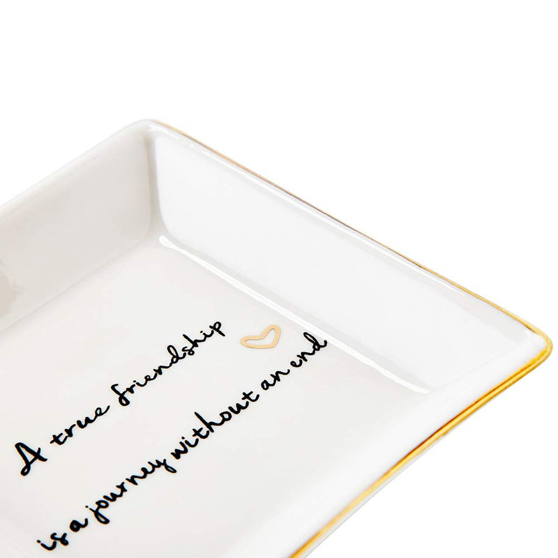 [Australia] - HOME SMILE Friends Gifts for Her Ring Trinket Dish-A True Friendship is a Journey Without an end-Birthday Gifts for Friends Female 