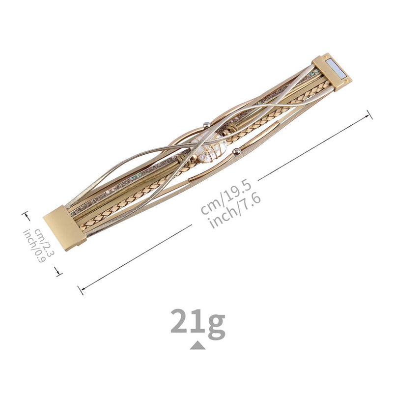 [Australia] - GelConnie Baroque Pearl Leather Cuff Bracelet Multi Strand Wrap Bracelets Magnetic Bohemian Bracelet for Women, Wife, Sister Style LPB325-Beige 