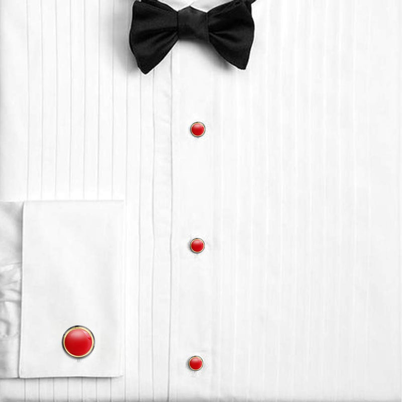 [Australia] - HAWSON Cuff Links Tuxedo Studs Set for Men - Best Gifts for Wedding, Formal Events Red enamel 