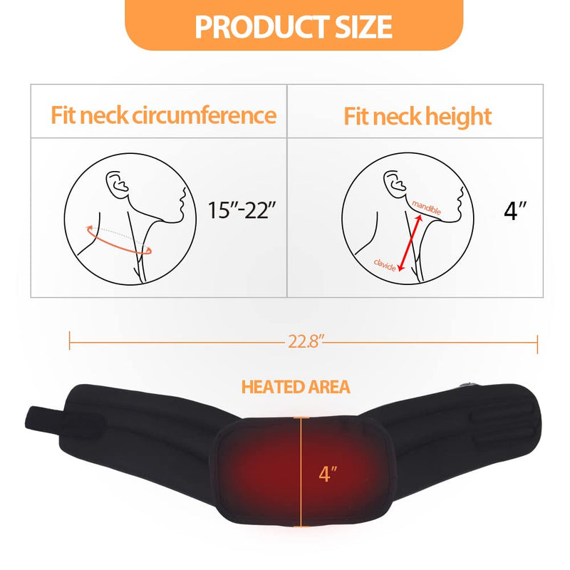 [Australia] - Comfheat USB Heated Neck Brace for Neck Pain Relief, Neck Support Brace Heat Therapy for Spinal Pain and Pressure Relief, Adjustable 2 in 1 Foam Neck Cervical Collar for Women and Men Height 4'' 