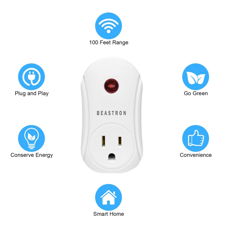 [Australia] - Beastron Upgraded Remote Controlled Outlet (1 Pack with 1 Remote),Expandable Remote Light Switch Kit, Wireless On Off Power Switch, 100ft RF Range, Compact Design, White 1 pack 