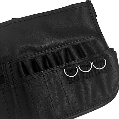 [Australia] - MSQ Makeup Brush Bag with Belt Multi Pocket Foldable Apron Pack Cosmetic Brush Pouch Holder Organizer with Adjustable Artist Belt Strap Best for Artist/Fashion Stylist(without brush) 