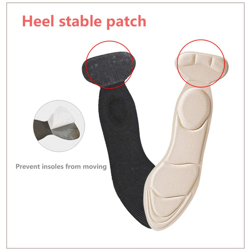 [Australia] - [3 Pairs] Heel Insoles Sponge Shoes Pads with Heel Grips Inserts Heel Cushion Inserts Comfort Shoe Insoles for Loose Shoes Big Shoes, Feet Pain Relief, Women 5-9 Flesh Pointed (Flesh Round) Flesh Round 