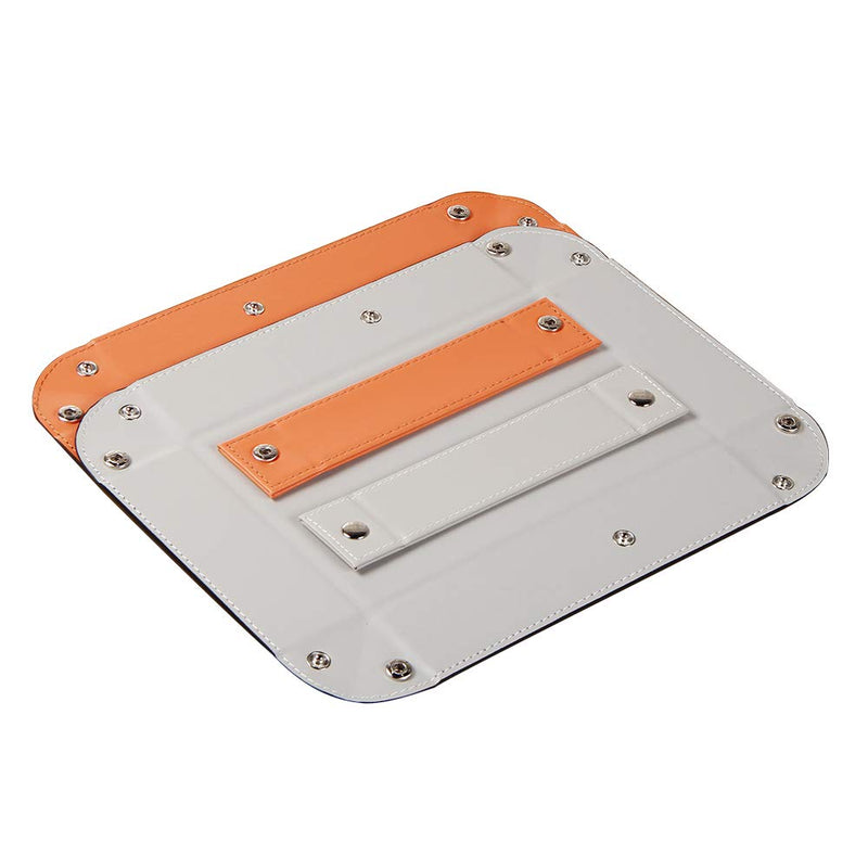 [Australia] - YAPISHI Valet Tray for Men Leather Big Entryway Key Dish Bedside Catchall Bowl 2 Dividers Travel Nightstand Organizer Caddy for Wallet Coins Dice Watch Candy, Sundries Holder for Beside Table (Orange) Orange 