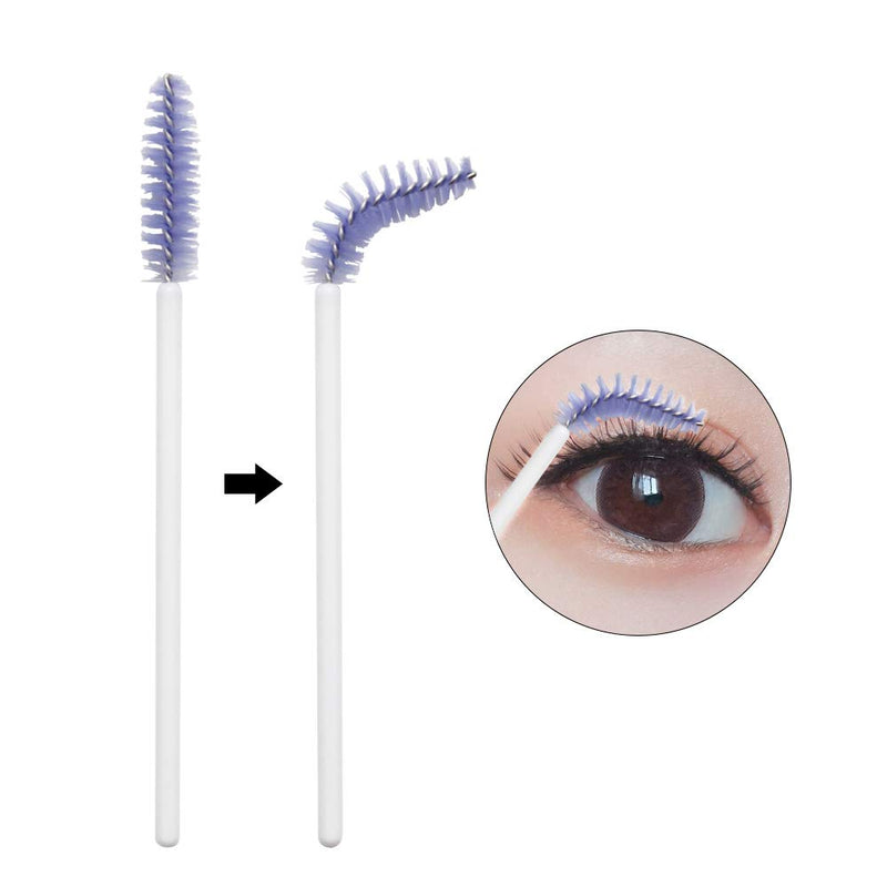 [Australia] - MyAoKuE-UP 100 Pack Eyelash Mascara Wands Disposable Lash Brushes for Extensions Makeup Applicator Tool, White/Purple… White/Purple-100pcs 