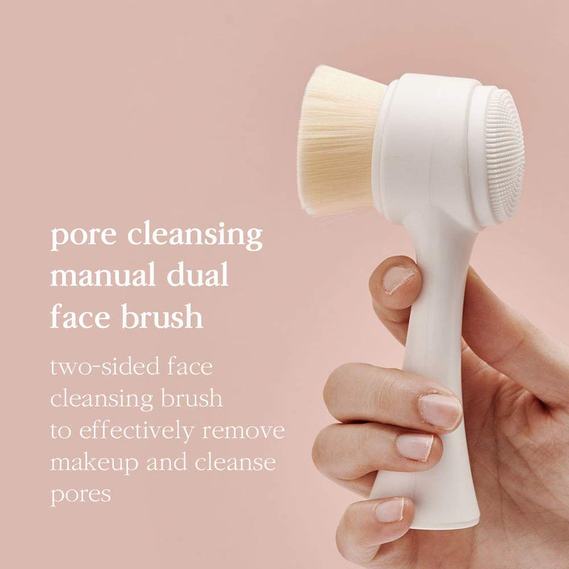 [Australia] - NOONI Pore Cleansing Manual Dual Face Brush | 2-in-1 Soft Bristle & Silicone Facial Cleansing Brush for Exfoliating and Deep Pore Cleansing | Korean Skincare Tools 