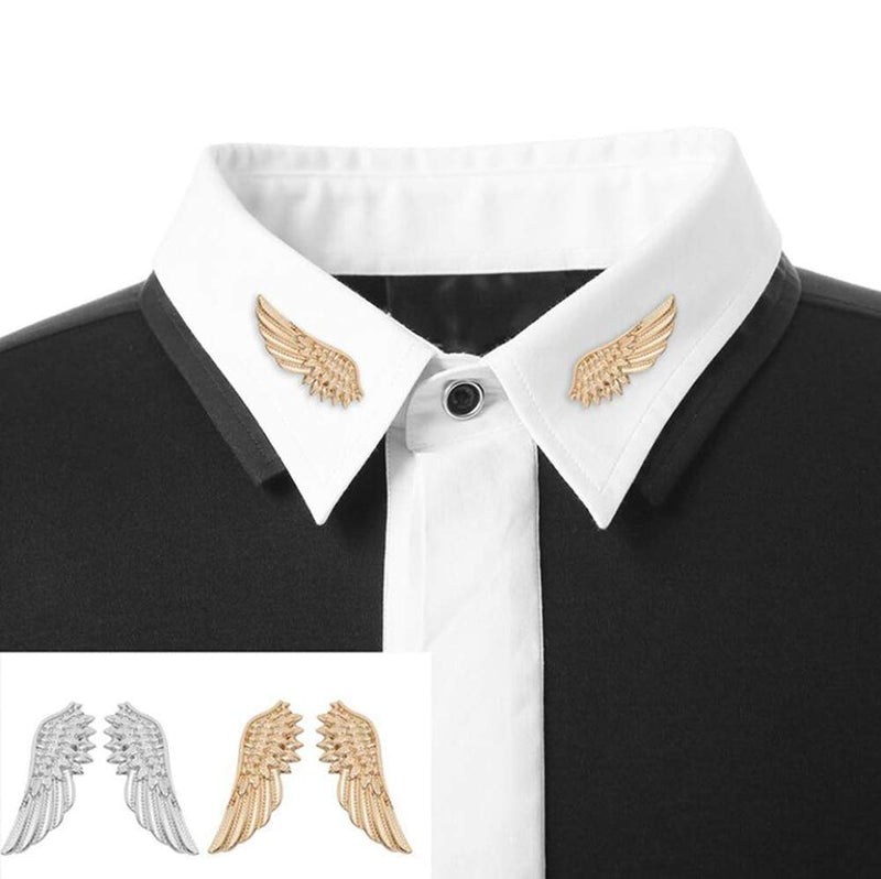 [Australia] - Angel Wings Brooch Pins for Men Shirt Studs Men's Accessories Angel Pins for Women Silver 