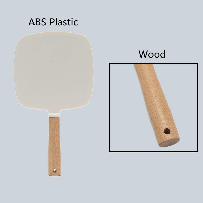 [Australia] - YEAKE Hand Held Mirror with Handle for Makeup,Small Cute Wood Hand Mirror for Shaving with Hole Hanging Single-Sided Portable Travel Vanity Mirror for Men&Women(Square) Small(1-Sided Square White) White + Wood 