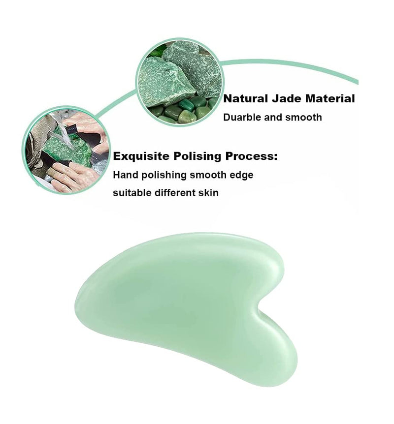 [Australia] - Gua Sha Tool, Jade Stone Guasha Massage Tool for Scraping Facial and SPA, Gua Sha Stone Facial Gua Sha Tools Gua Sha Scraper for Slimmer Face and Contouring Green (Green) 