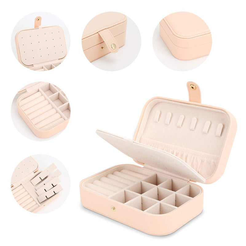 [Australia] - FEISCON Travel Jewelry Case Jewelry Organizer Box with Two Layer Portable Small Jewelry Storage Case Accessories Holder/Pink Pink 
