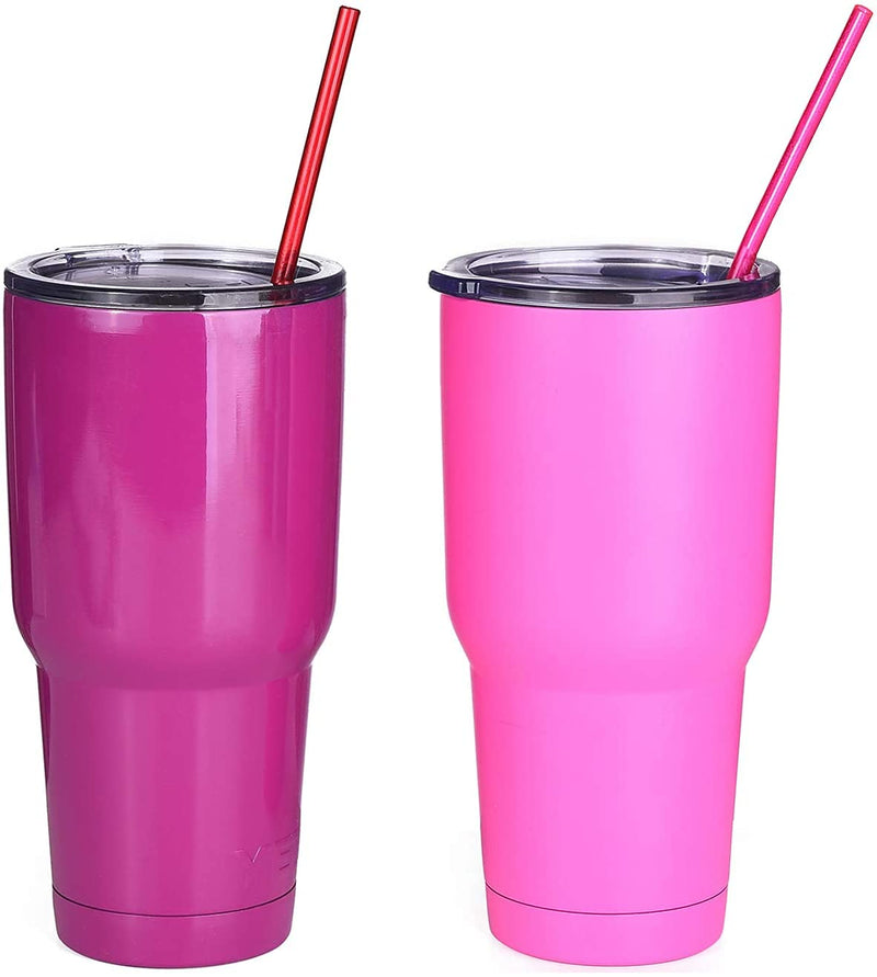 [Australia] - ALINK 10.5 in Long Rainbow Colored Reusable Tritan Plastic Replacement Straws for 20 OZ 30 OZ Tumblers, Set of 10 with Cleaning Brush 