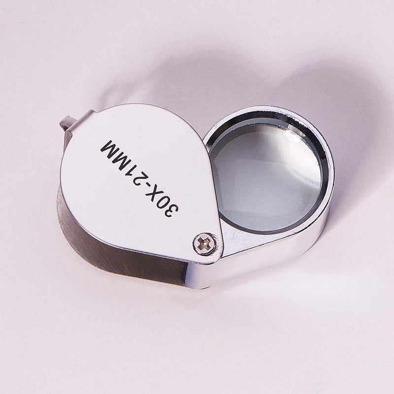 [Australia] - Othmro 1Pcs 30X Magnifying Glass, Diameter 0.83inch Mini Microscope Jewelry Eye Loupe Magnifier, Silver Magnifying Glass Powerful Doublet, Chrome Plated, Round Body Jewel Loupe for Stamps B 30x/21mm 