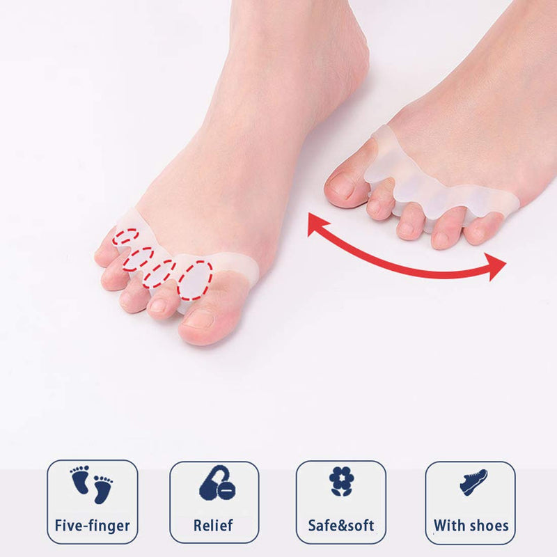 [Australia] - Yoga Gel Toe Separators, Toe Stretcher, Toe Straightener Spreader, Silicone Toe Spacers Foot Pain Relief, Gel Bunions Corrector, Toe Separators for Hammer Toe, Overlapping Toes, Hallux Valgus, 2 Pairs White 