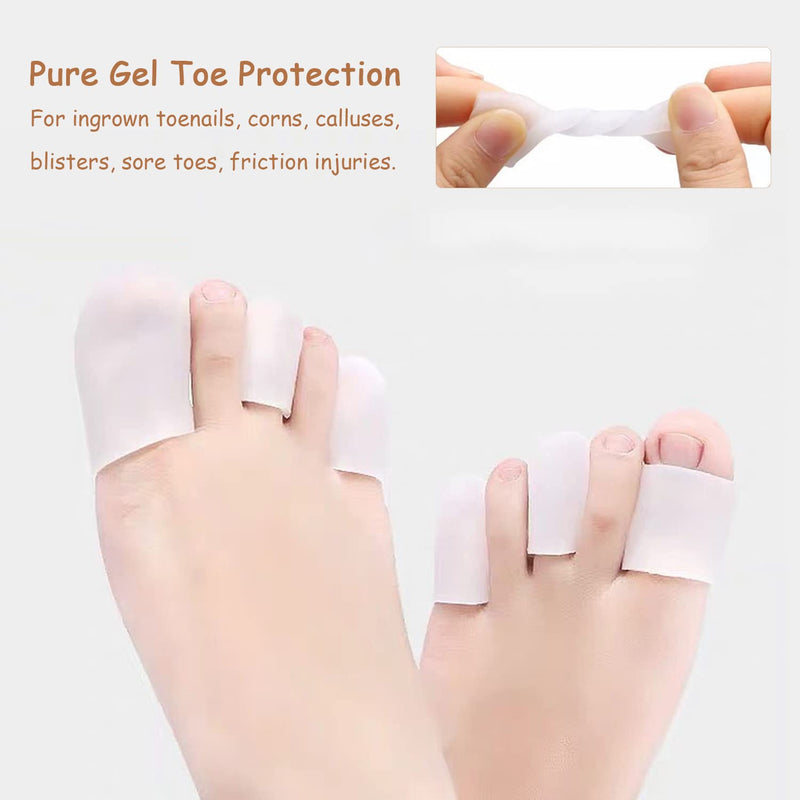 [Australia] - 20pcs Gel Toe Protector Cap, Toe Protector, Pure Gel Toe Protector, Big Toe Protector para Callos, Callos, Ampollas (Tono de piel Blanca) 
