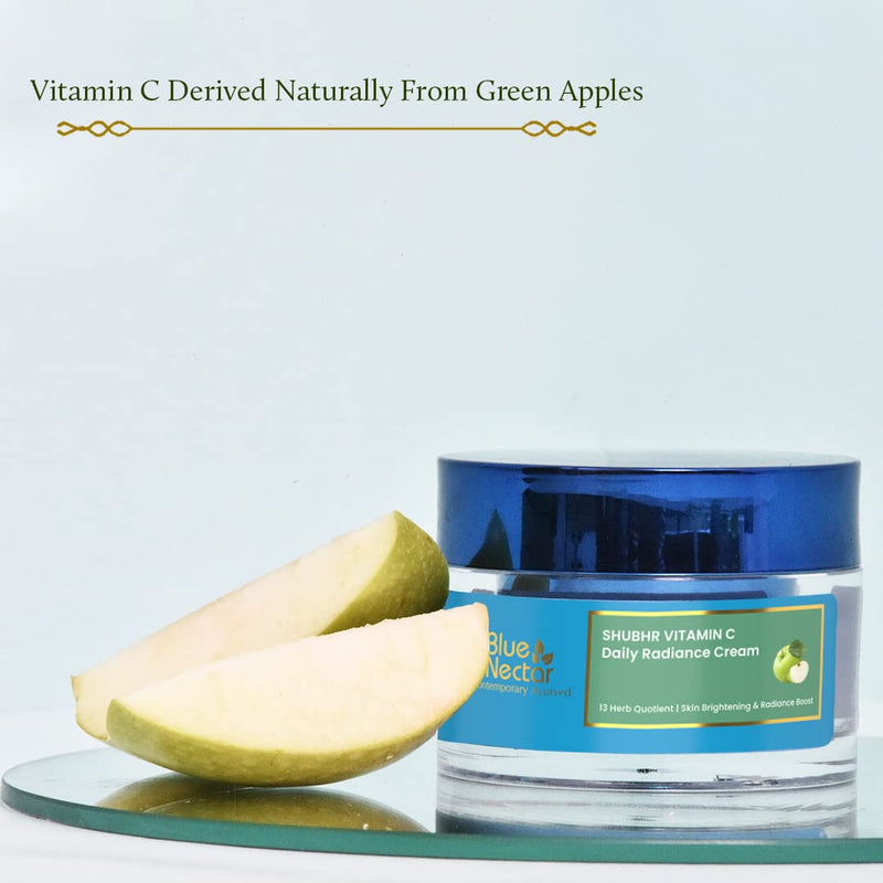 [Australia] - Blue Nectar Natural Vitamin C Face Cream for Men with Ayurvedic Herbs -Green Apple, Aloe Vera & Turmeric for Brightening and Radiance Glow Skin(50 g) 