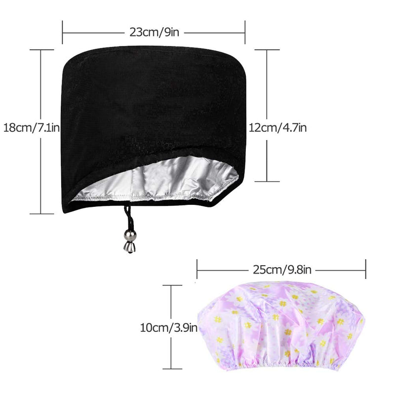 [Australia] - Hair Steamer,Totofac Electric Hair Care Hat Heating Cap with 2 Mode Temperature Control for Hair Spa Home Thermal Treatment Beauty Steamer Cap (Black) Black 