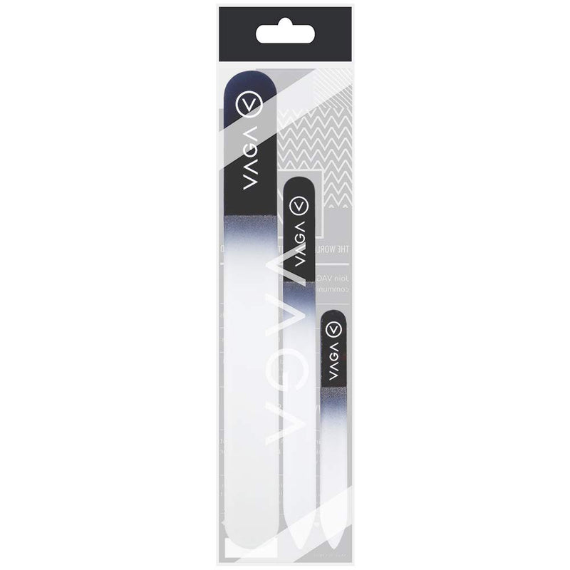 [Australia] - VAGA Genuine Crystal Glass Nail File set of 3PC Premium Nail Care Crystals Glass Nail Files in Black Colors, Used for Manicure, Pedicure, Nail Strengthener, Nail Buffer for Natural and Acrylic Nails 